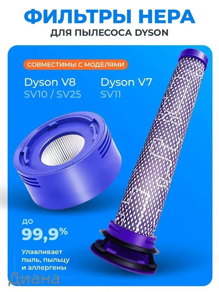 Набор сменных HEPA фильтров для пылесоса Dyson V7 (SV11), V8 (SV10)
