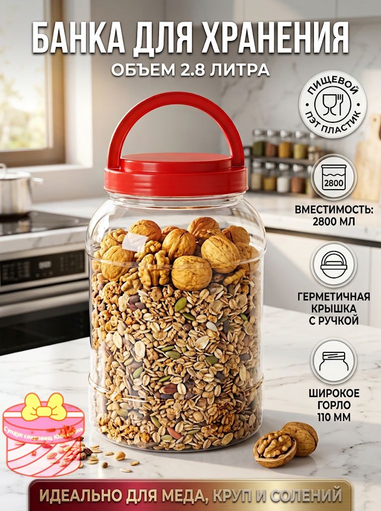 Банка для сыпучих продуктов 2800 мл 1 шт пластик, Артикул: 5635724993