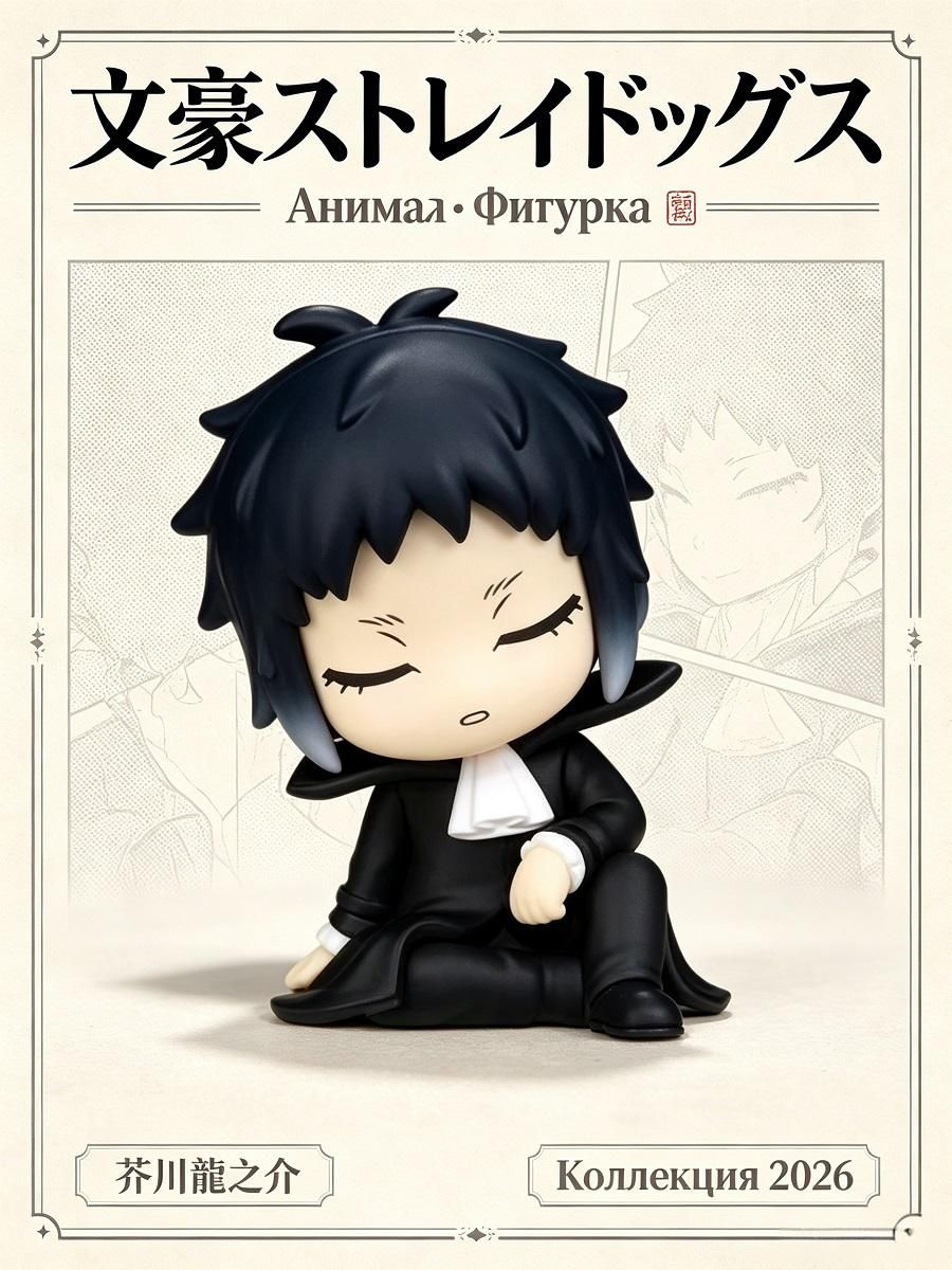 Маленькая скульптура; Фигурка Рюноскэ Акутагава Bungo Stray Dogs, сидячая Q-версия, мини-фигурка Томми