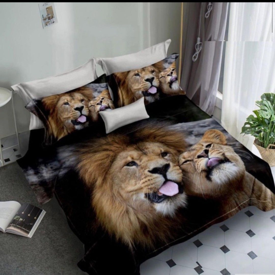 Постельное белье 2 спальное/ Животные 3D Звери из 4 предметов/ подарочный набор