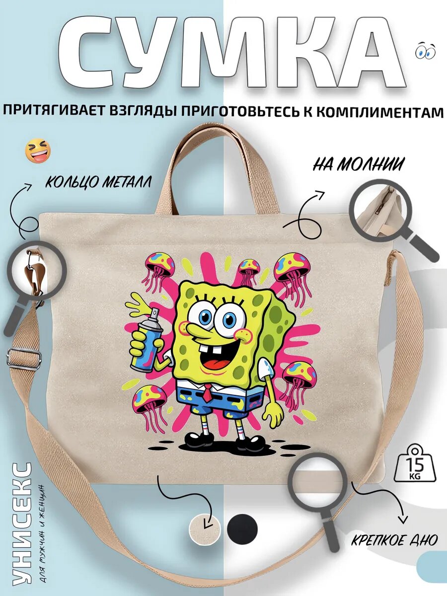 Сумка шоппер  Губка Боб мультфильм главный герой