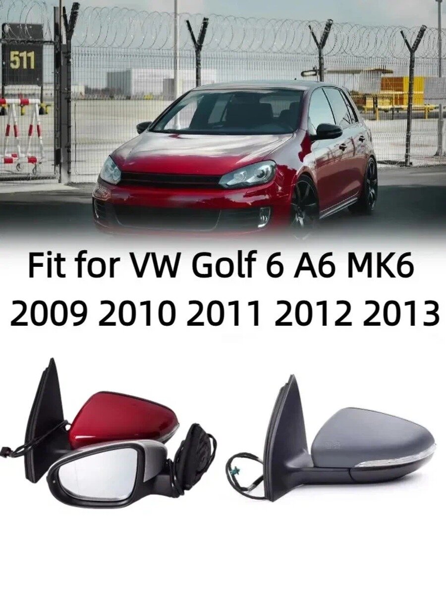 Зеркало боковое Слева, арт. Подходит для Volkswagen Golf 6 A6 MK6 2009–2013 гг.