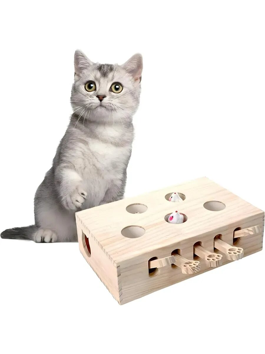 Деревянная мышеловка игрушка для кошек прятки