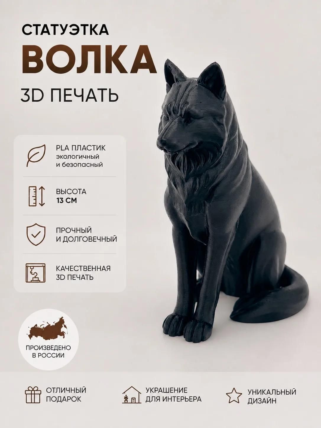 Статуэтка декоративная Черный Волк 13 см