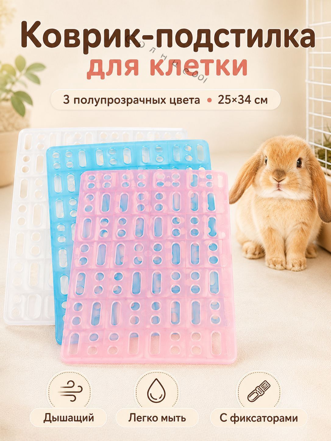 Сетчатая подстилка для лап кроликов, пластиковая, для грызунов