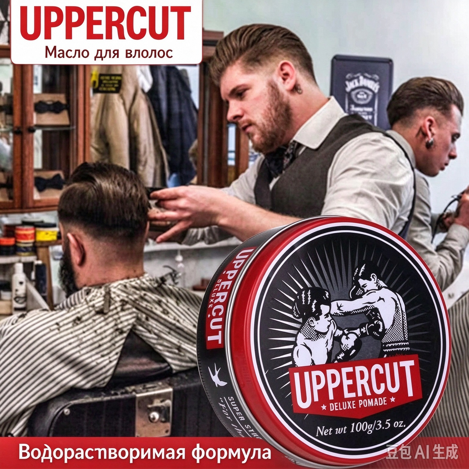 Помада для укладки волос Uppercut Deluxe, сильная фиксация, блеск, 100 г для мужских причесок