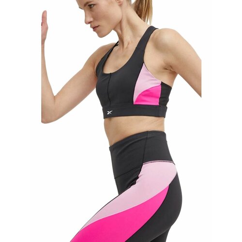фото Топ спортивный reebok lux racer bra w, размер m, черный/розовый
