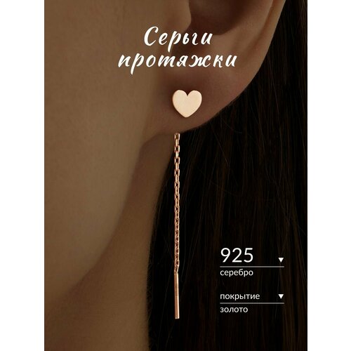 фото Серьги ювелир карат, серебро, 925 проба, длина 4.9 см, , золотистый