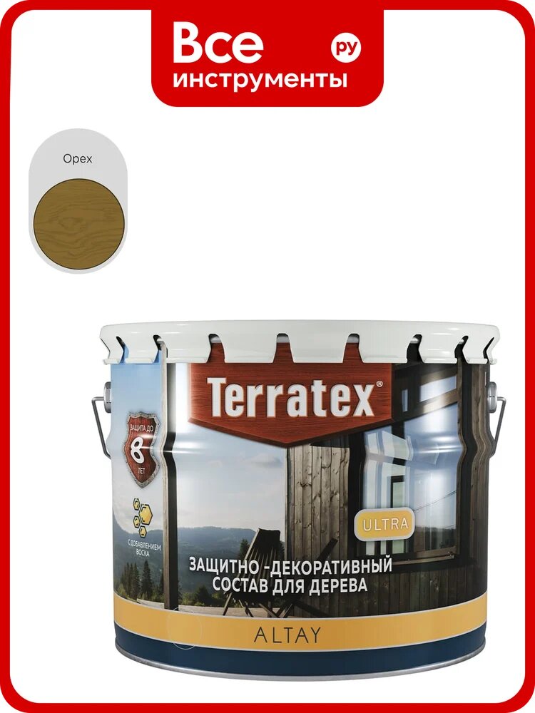 Деревозащитный декоративный состав терратекс ALTAY ULTRA Орех, 2.25кг / 3л /4 ЭК000145665