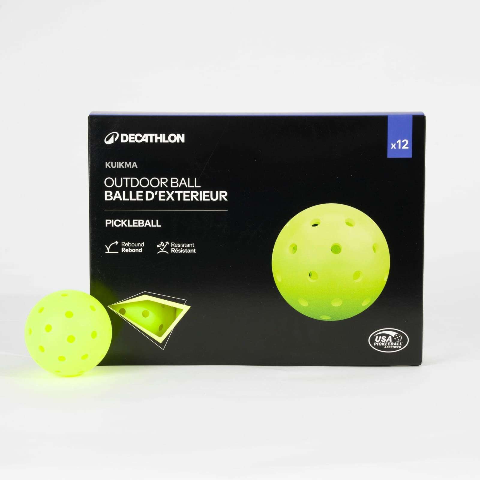 DECATHLON Мячи для пиклбола Decathlon Kuikma 12 Outdoor Pickleballs, сертифицированы USAPA, желтые