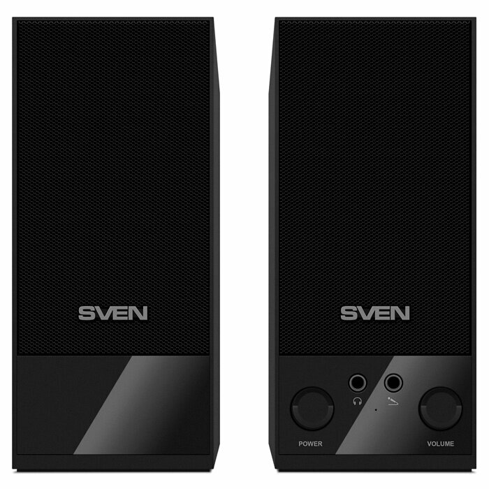 Колонки для компьютера 2.0 проводные SVEN SPS-604 в деревянном корпусе (МДФ), 4 Вт, чёрные — фото 1