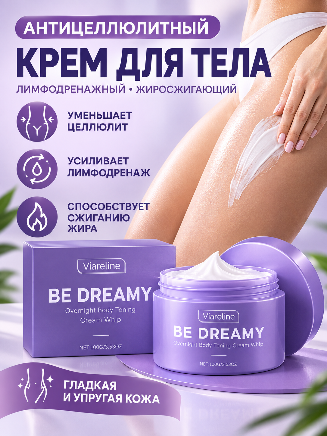 Крем для тела антицеллюлитный, лимфодренажный, жиросжигающий