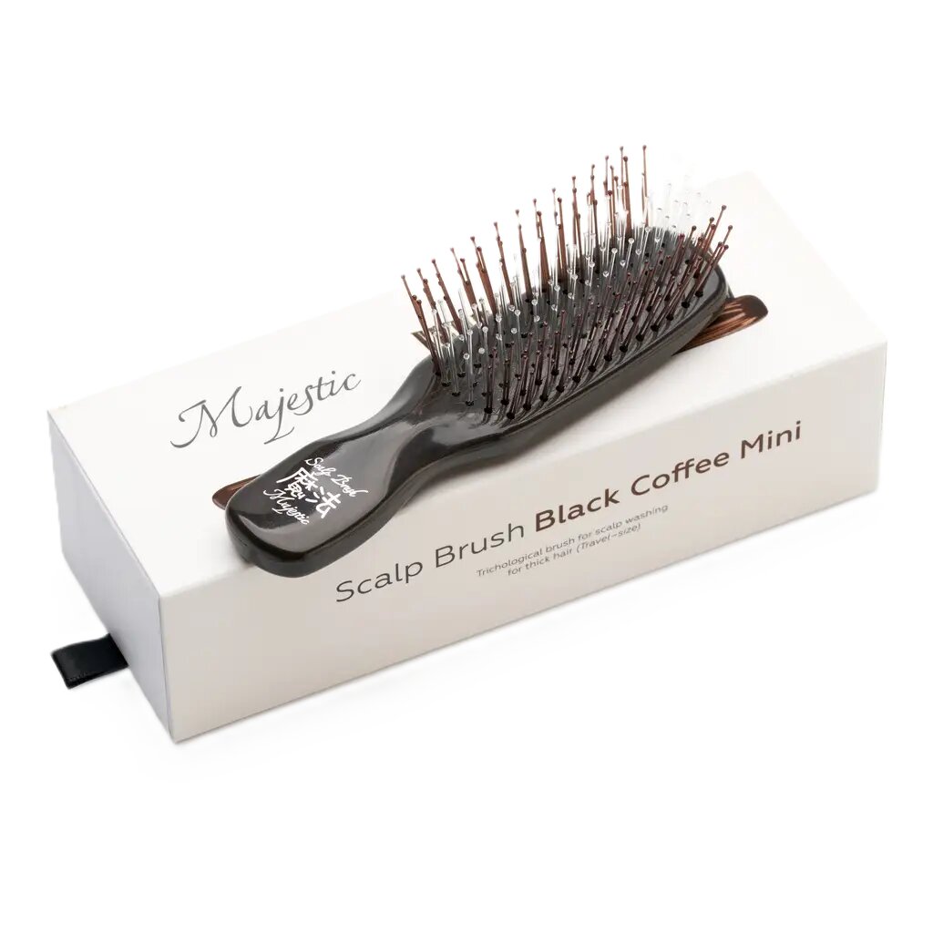 Расческа Majestic Scalp Brush Черный Кофе мини (дорожная версия) 1 шт