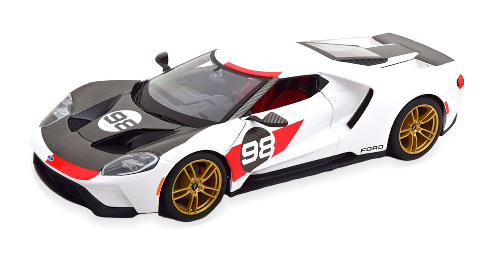 Модель коллекционная MAISTO Ford gt heritage edition 2021 white/carbon/red