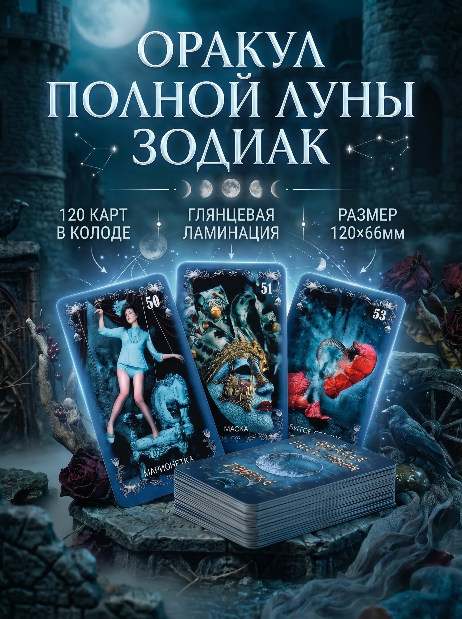 Оракул Полной Луны Зодиак/Full Moon Oracle Zodiac/глянцевое Premium издание / DE LUXE TAROT