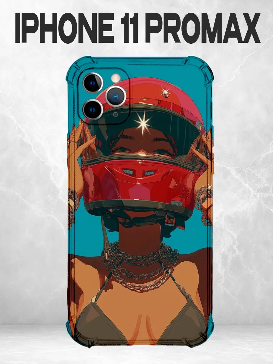 Чехол на iPhone 11 Pro Max с принтом Аниме девушка в красном