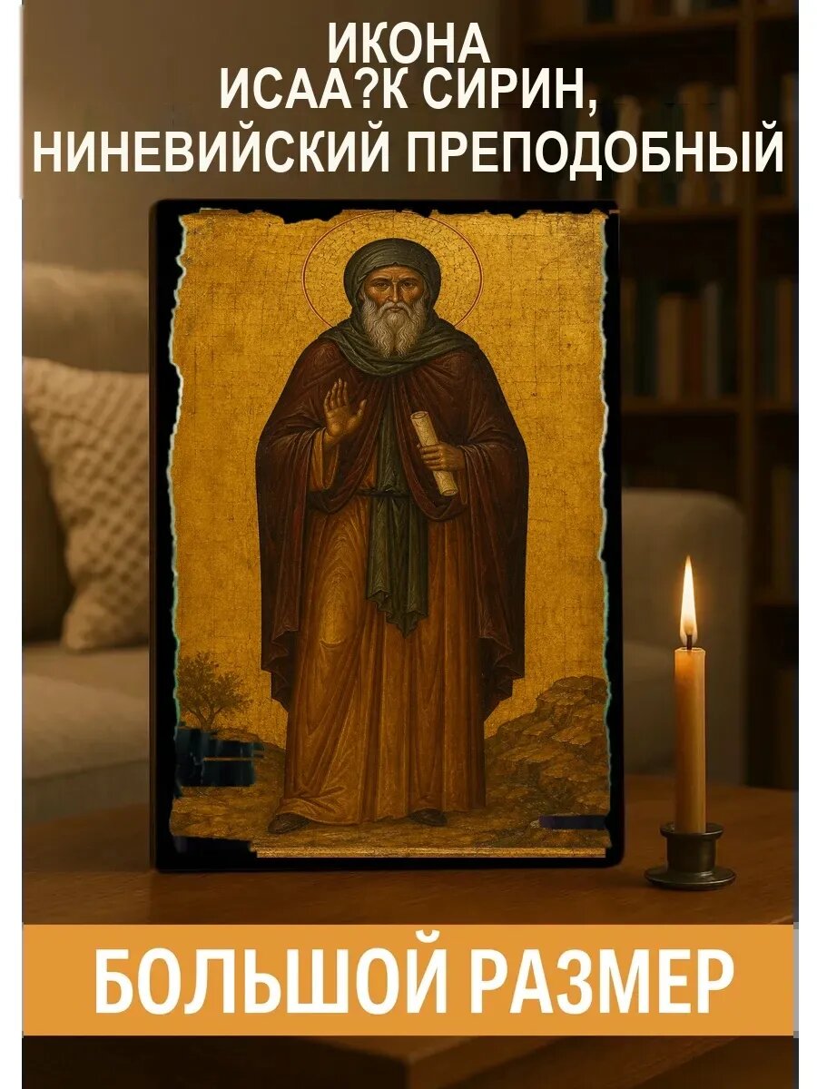 Икона Исаа? к Сирин, Ниневийский, на дереве, 30×40 см, освящённая