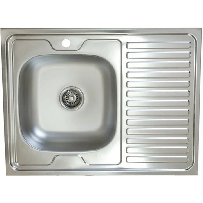 Мойка кухонная Ledeme L98060-L металлическая, 80x60, прямоугольная, мойка для кухни, с крылом