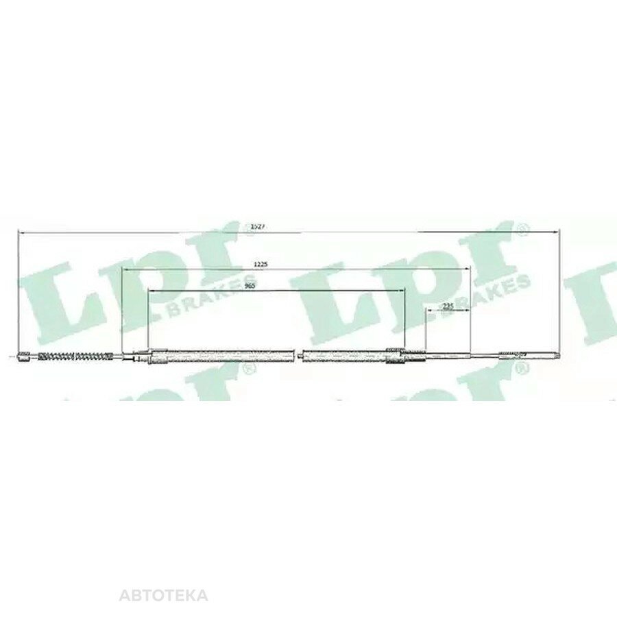 Трос ручного тормоза VW POLO 95-01 1510/965мм задний без АБС (бараб. торм.) LPR C0964B
