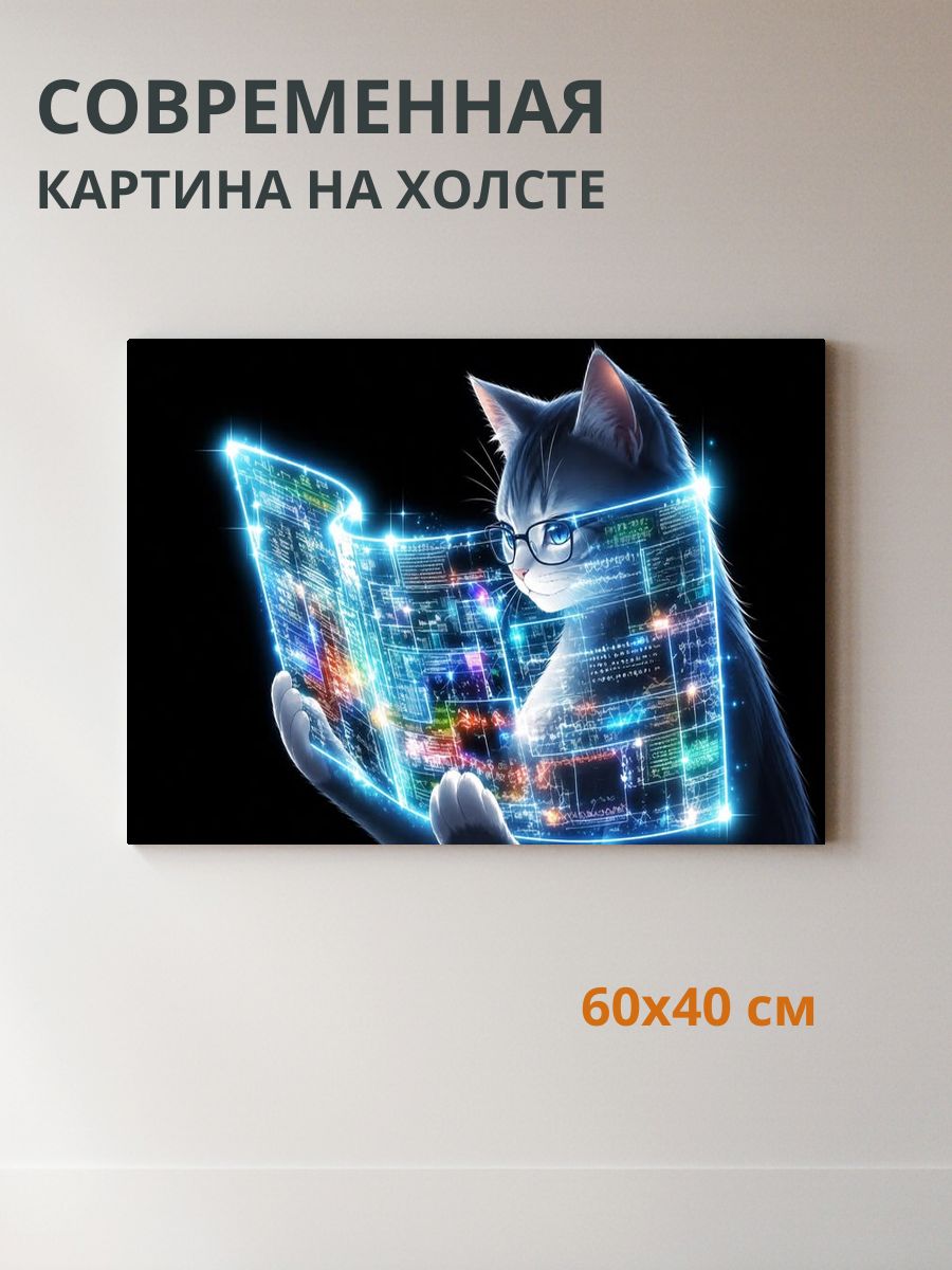 Картина на холсте Синий кот 60x40 см