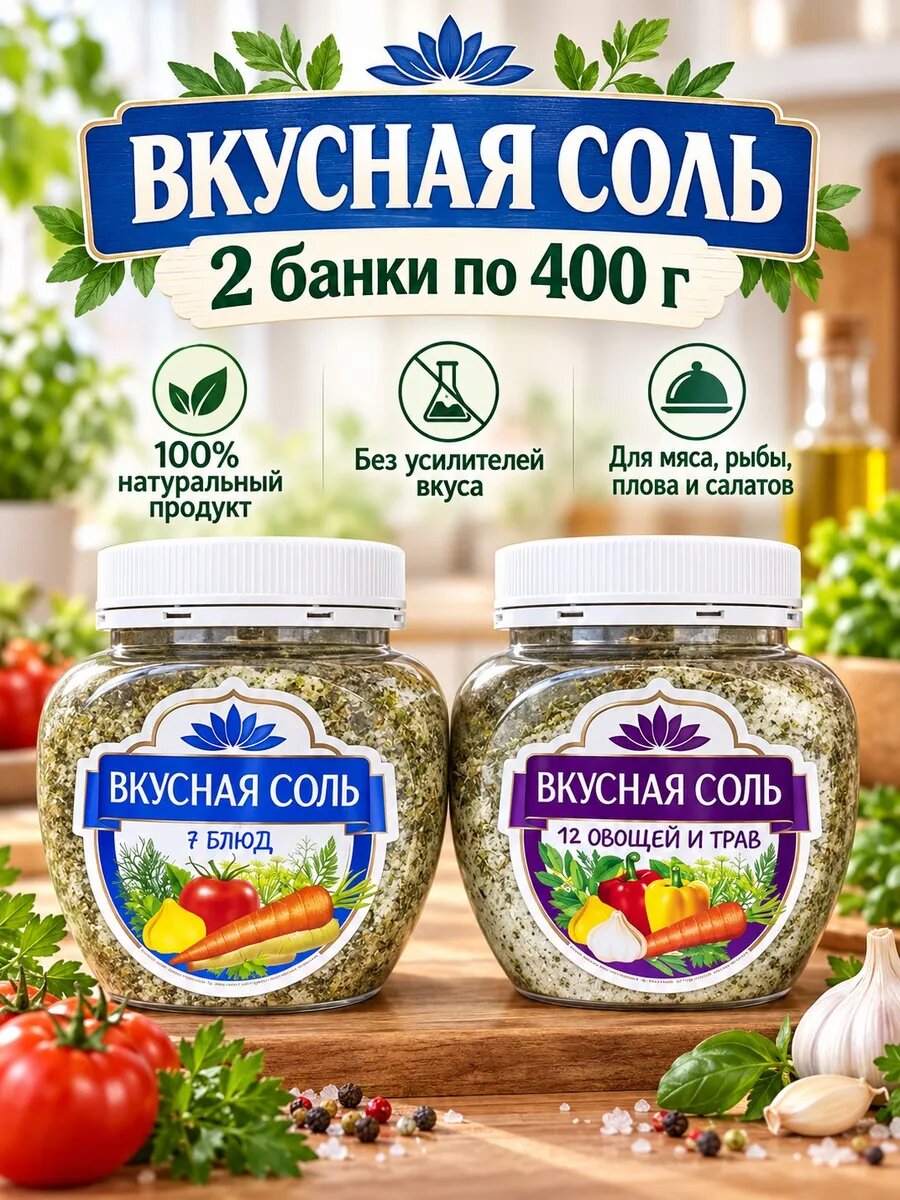 Соль 2 банки микс вкусов пищевая по 400 грамм