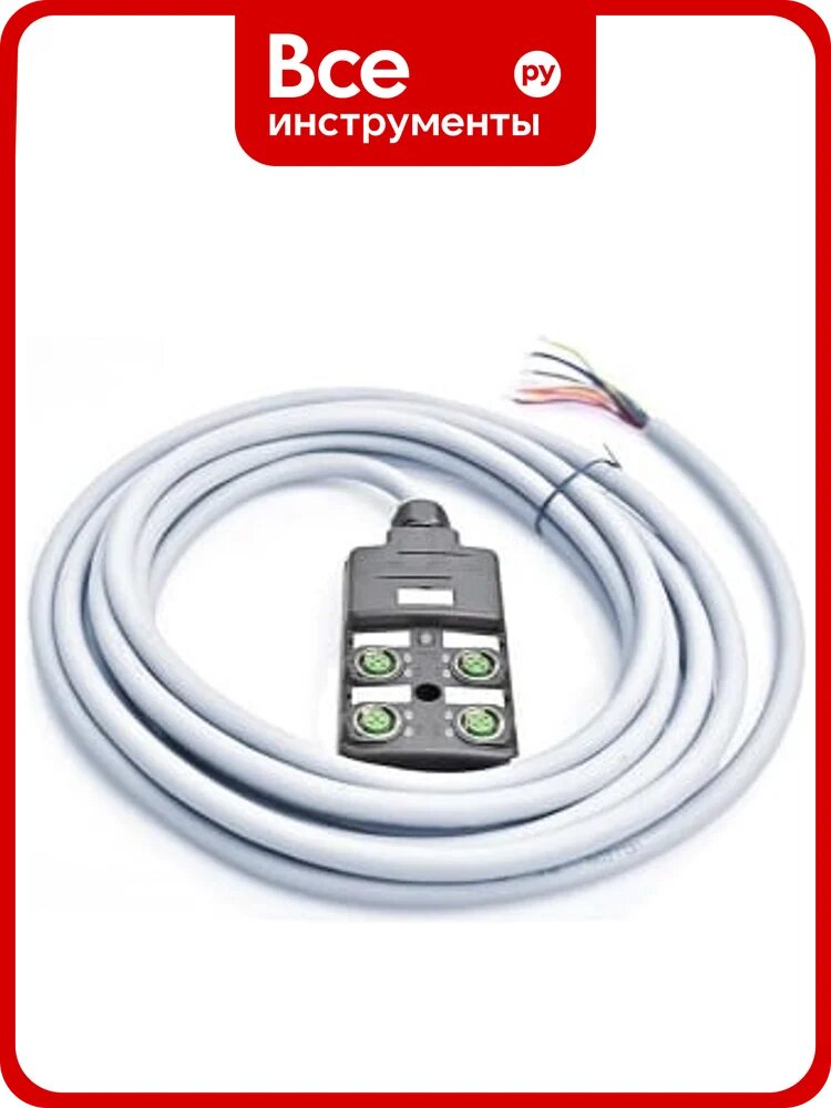 Распределительная коробка VELLEDQ M12-A3-4K4P-3.0PVC/GY разъем М12, портов 4, 4pin, PNP, кабель ПВХ серый 3м, 08-00034284