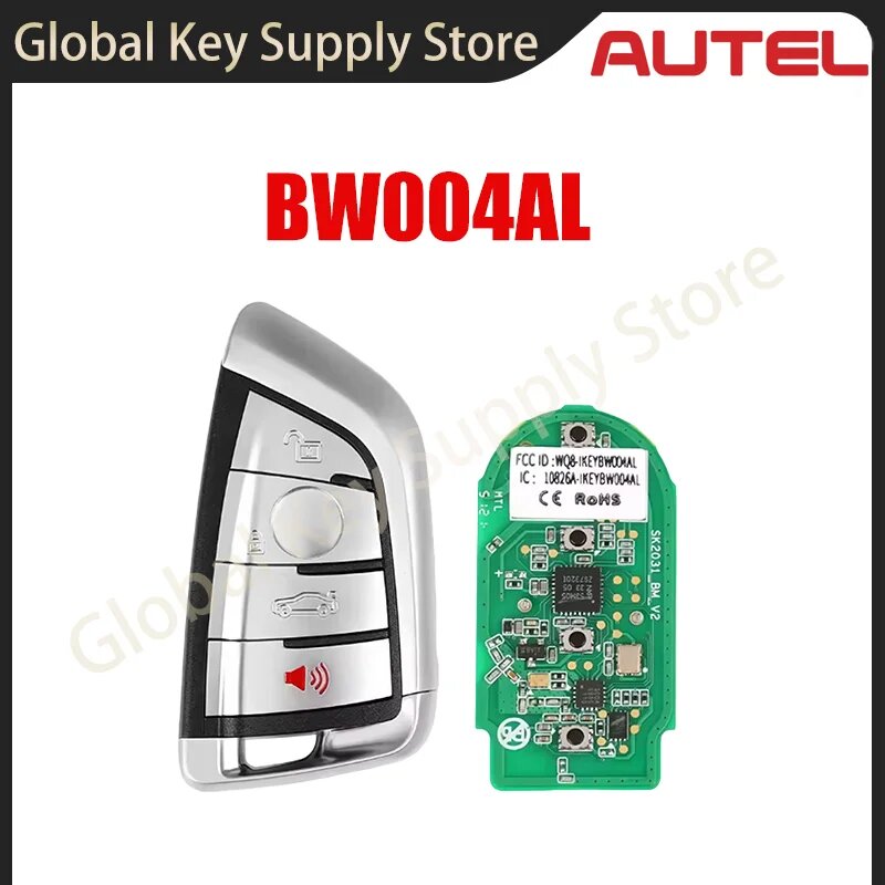 Смарт-ключ Autel BW004AL с 4 кнопками для BMW Ikeybw004al, программируется с помощью Maxiim Km100 E Key Programmer, дизайн Razor.