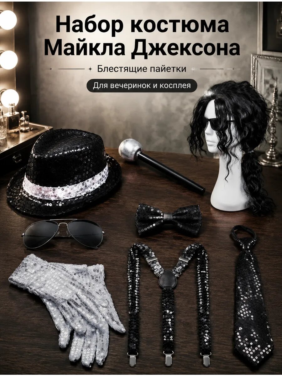 Набор Майкла Джексона (Шляпа, перчатка, очки)