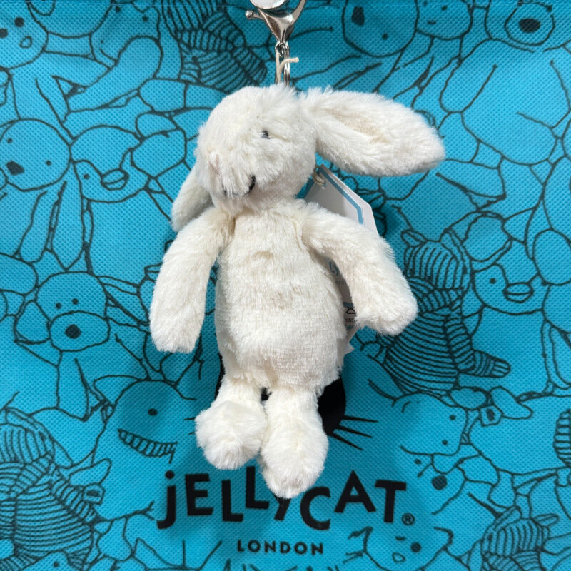 Плюшевый брелок Jellycat Plain White Bunny для сумки, подвеска, игрушка, подарок без пылевого мешка - 1 шт