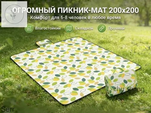 Коврик для пикника и пляжа 200200 см, складной водонепроницаемый туристический коврик, подстилка для кемпинга, дачи, палатки и отдыха на природе