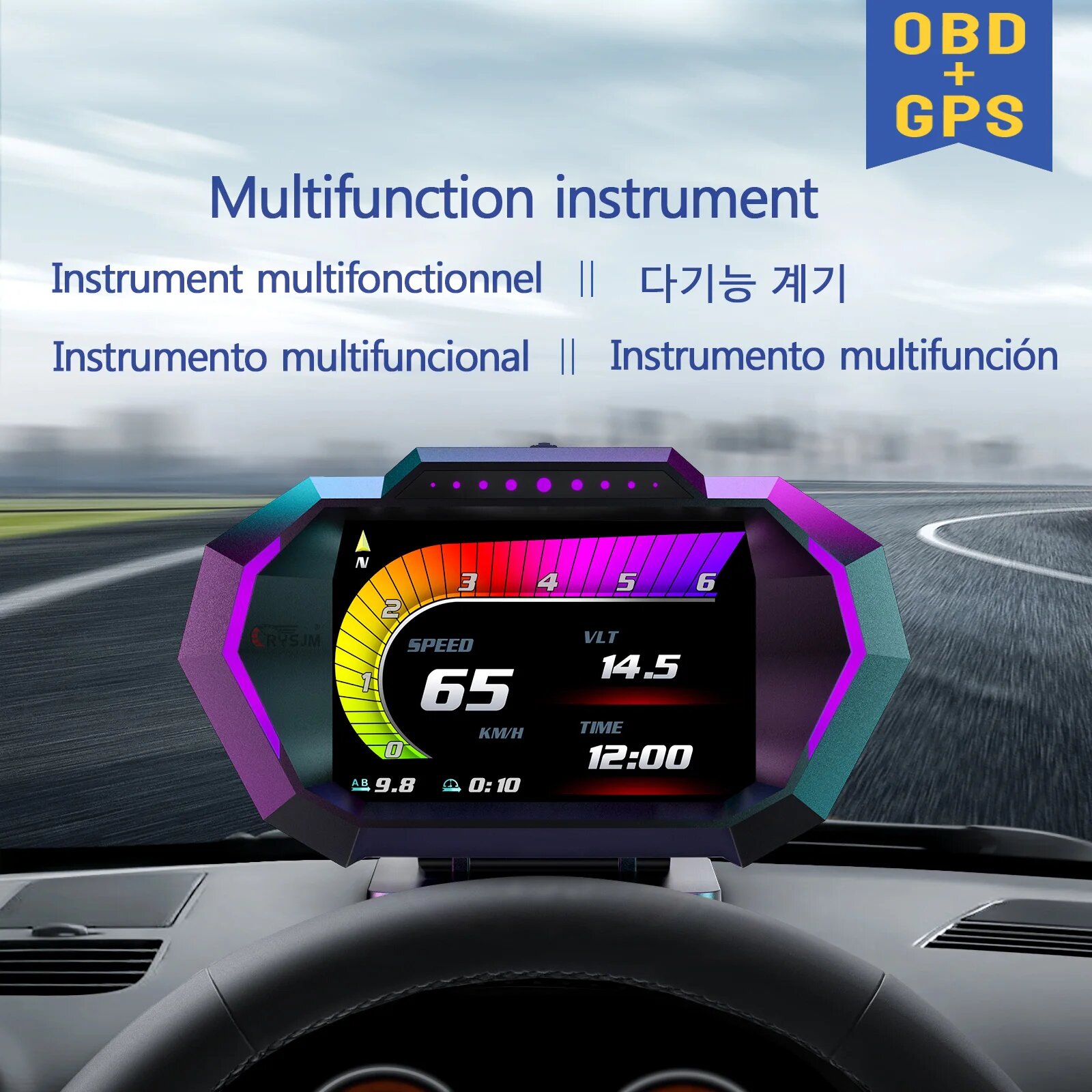 Проекционный Дисплей OBD2 GPS HUD P24: Цифровой Спидометр, Показатель Расхода Топлива, Температура Воды, Напряжение, Давление