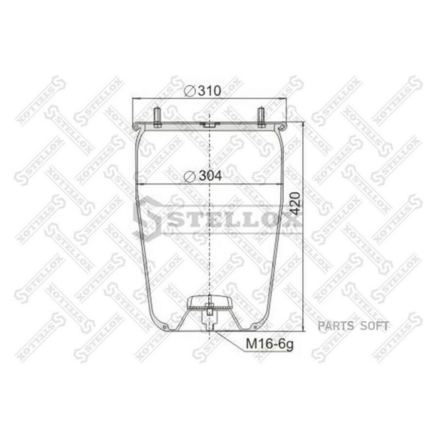 STELLOX 9048810SX 90-48810-SX пневмоподушка без стак!2шп. M12смещ.25. 1штуц. M22. Н:1шп. M16 \BPW