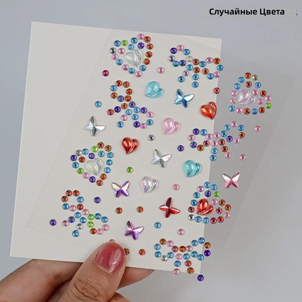 Самоклеящиеся стразы для лица в форме кристалла, сердца и звезды, 1 шт, для макияжа и украшения костюмов, NK-LT-78
