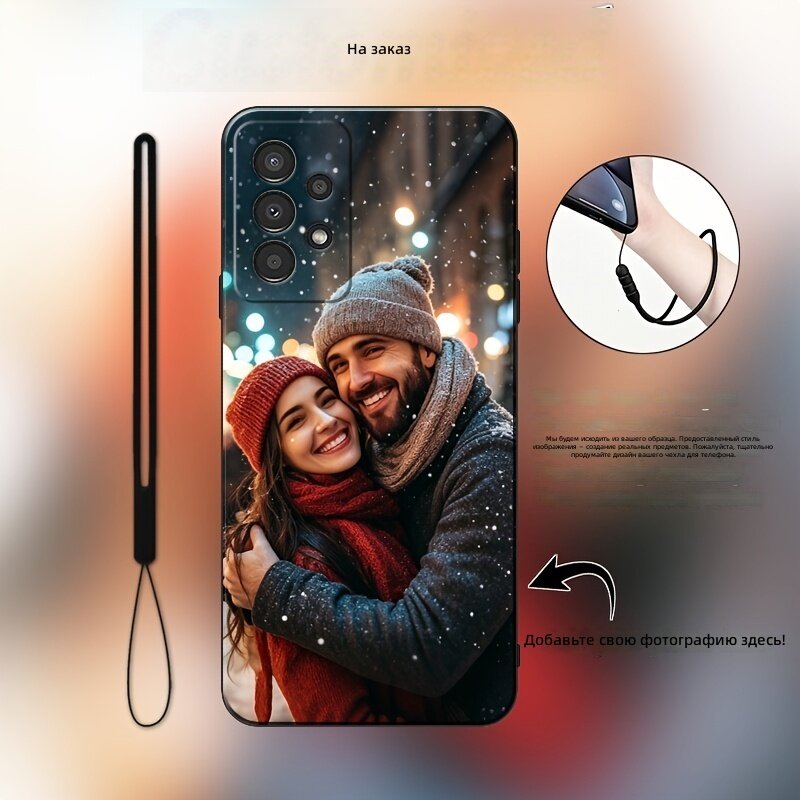Мягкий чехол для смартфона с подвесным шнурком, многоцветный 7, с индивидуальной фотопечатью высокого разрешения, полнообъемная защита, для семейных и свадебных фотографий