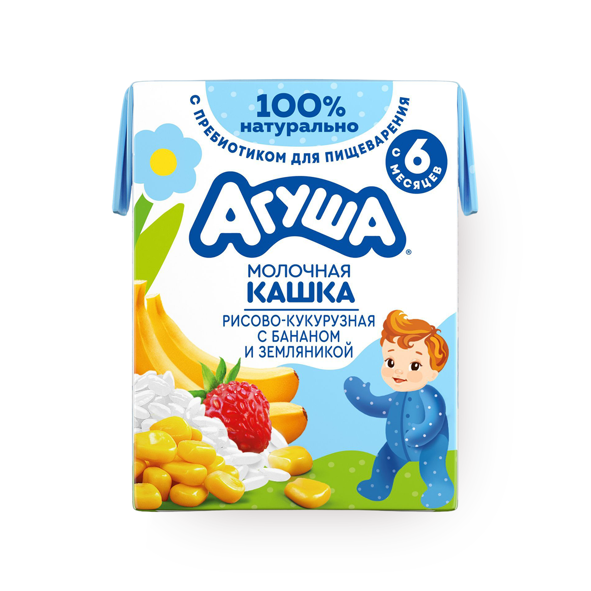 Каша детская молочная рисово-кукурузная «Агуша» банан-земляника