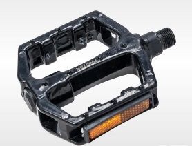 Педали для велосипеда, алюминиевые, широкие MTB, черные с катафотом пара 9/16 2603-51