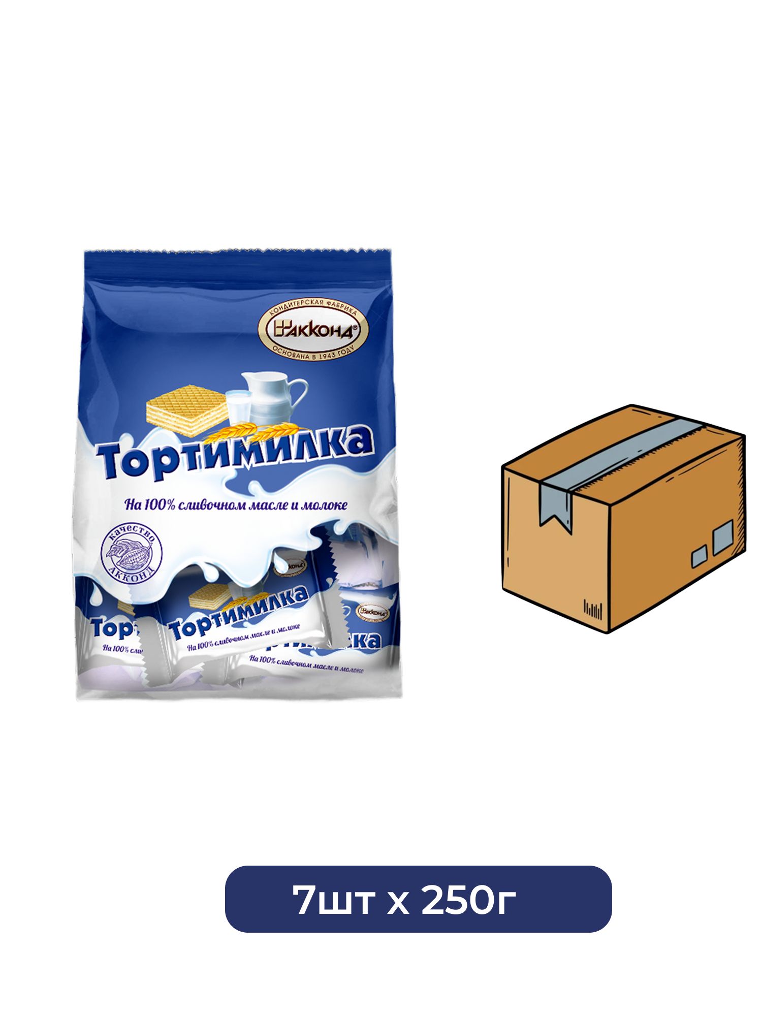 Вафли Акконд Тортимилка на 100% сливочном масле и молоке, 250г х 3шт.