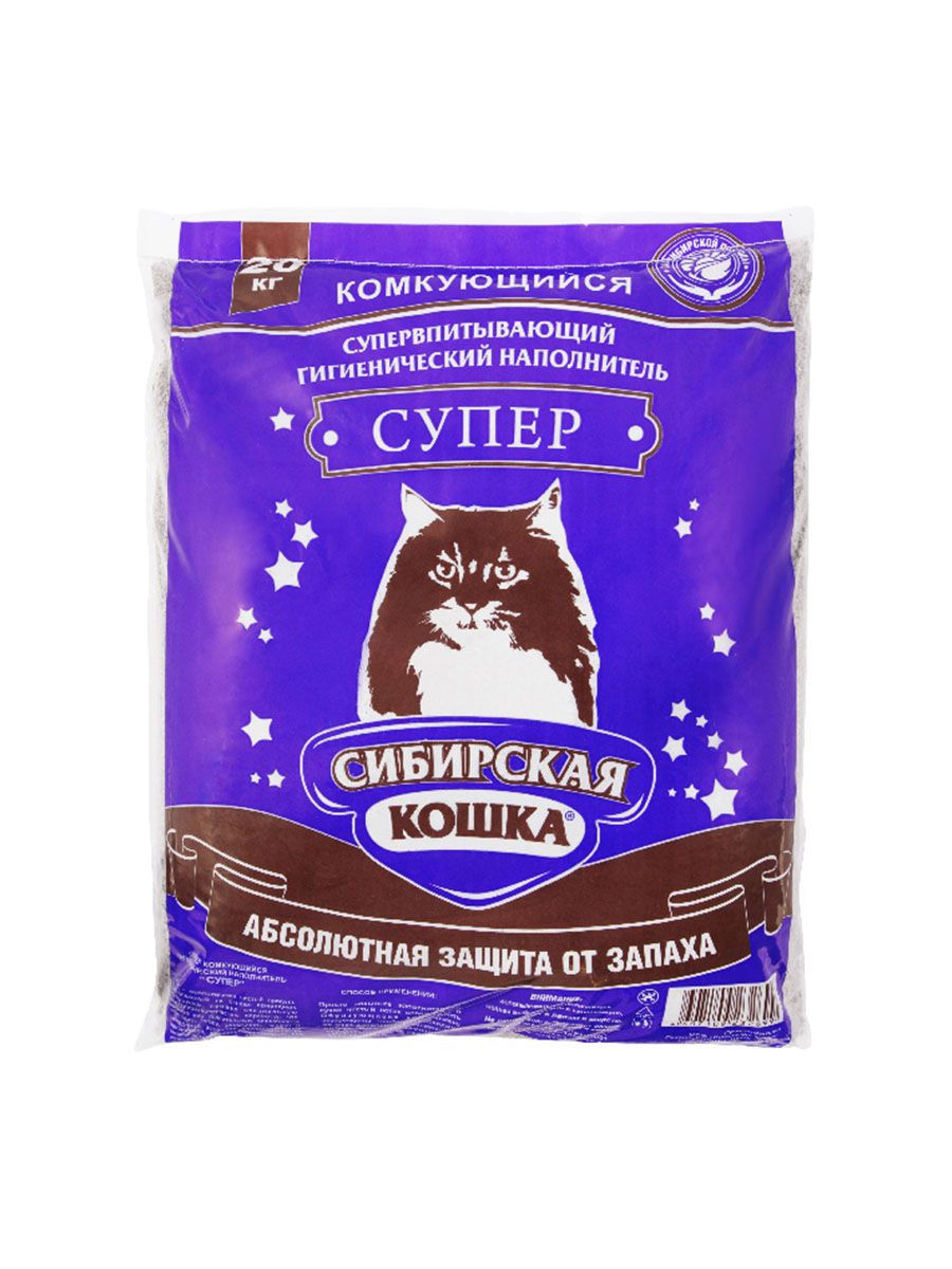 Наполнитель для туалета кошек комкующийся Супер, 20 л, бентонитовый глиняный