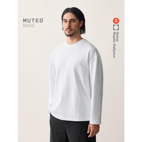 фото Лонгслив muted base из хлопкового джерси oversize, размер l-xl, , белый