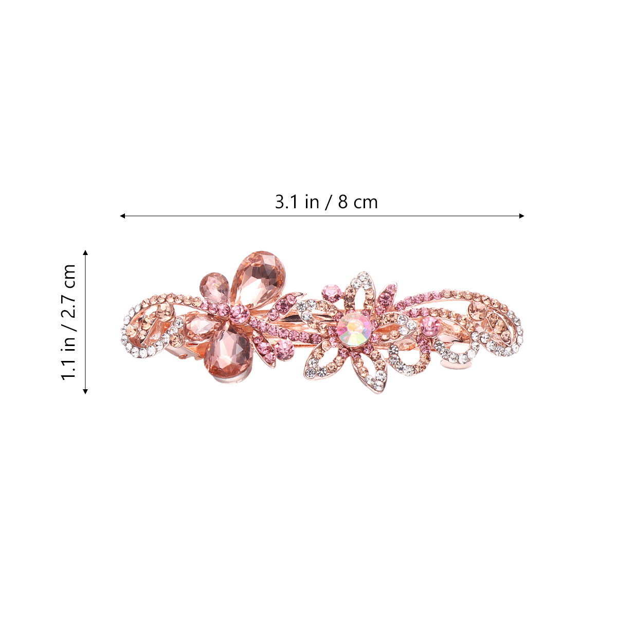 Клипсы для волос с хрустальными камнями, элегантные баретки для праздничных мероприятий, размер 5 см, розовое золото