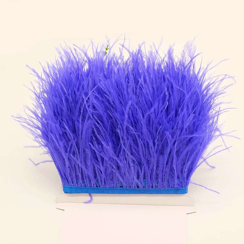 Многоцветная лента с страусиными перьями 8-10 см Фиолетовый, Royal Blue