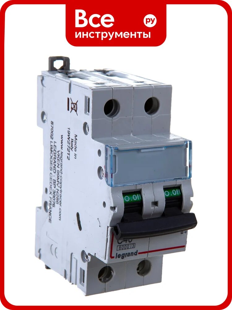 Автоматический выключатель Legrand DX3-E C40 2П 6000/6kA 407281