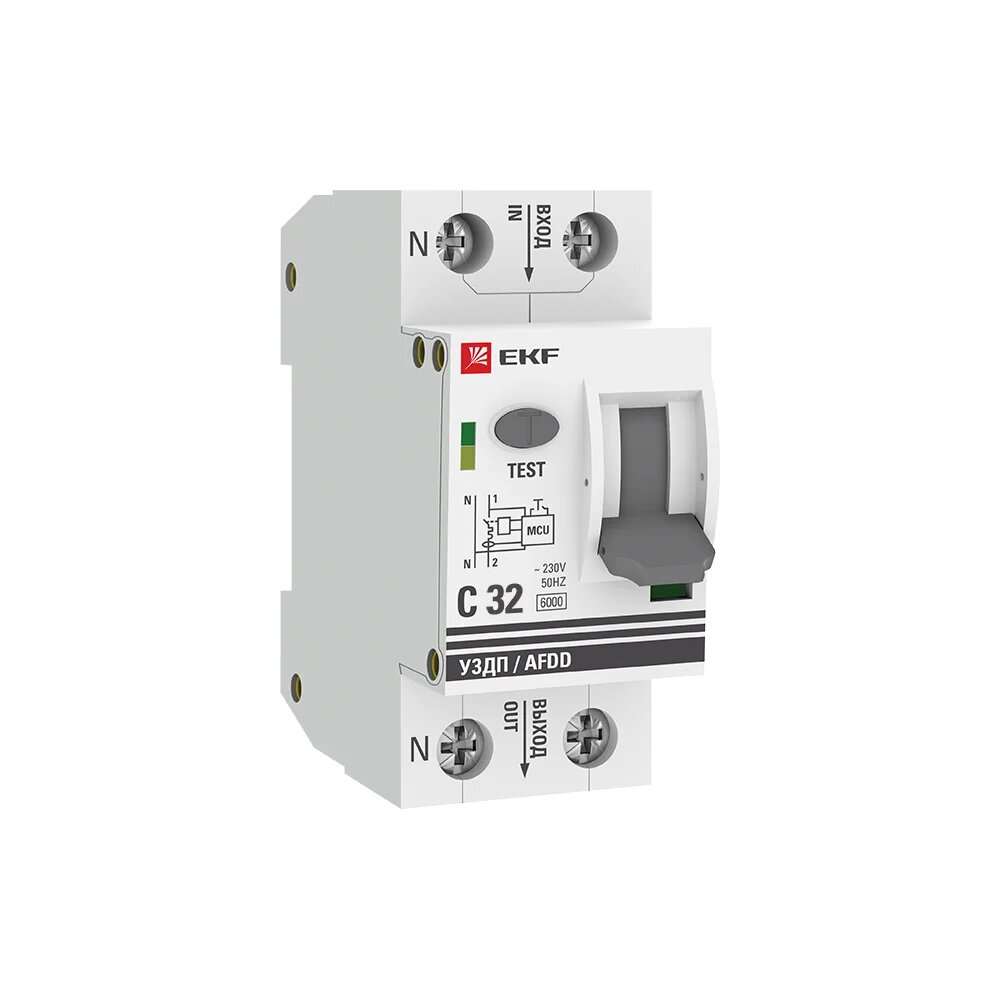 Устройство защиты от дугового пробоя EKF PROxima 1P+N, 32А, 6 кА, уздп afdd-2-32C-pro от ELEMENTX