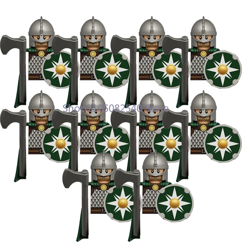 Мини-конструктор воины с топорами, 10 шт, XP579-10PCS