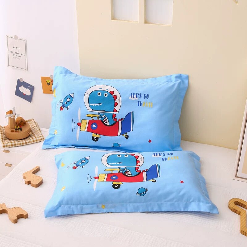 Хлопковая подушка для детей 3-10 лет, все сезоны, 30x50x8 см, динозавр авиация для школы