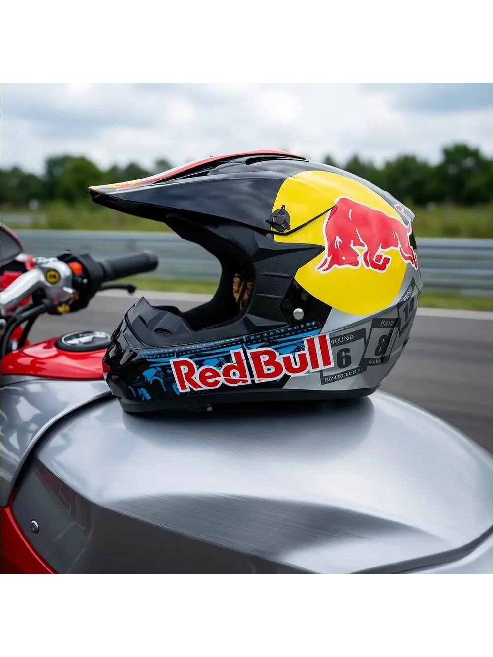 Мотошлем Red Bull интеграл из ABS пластика, прозрачный, размер XL