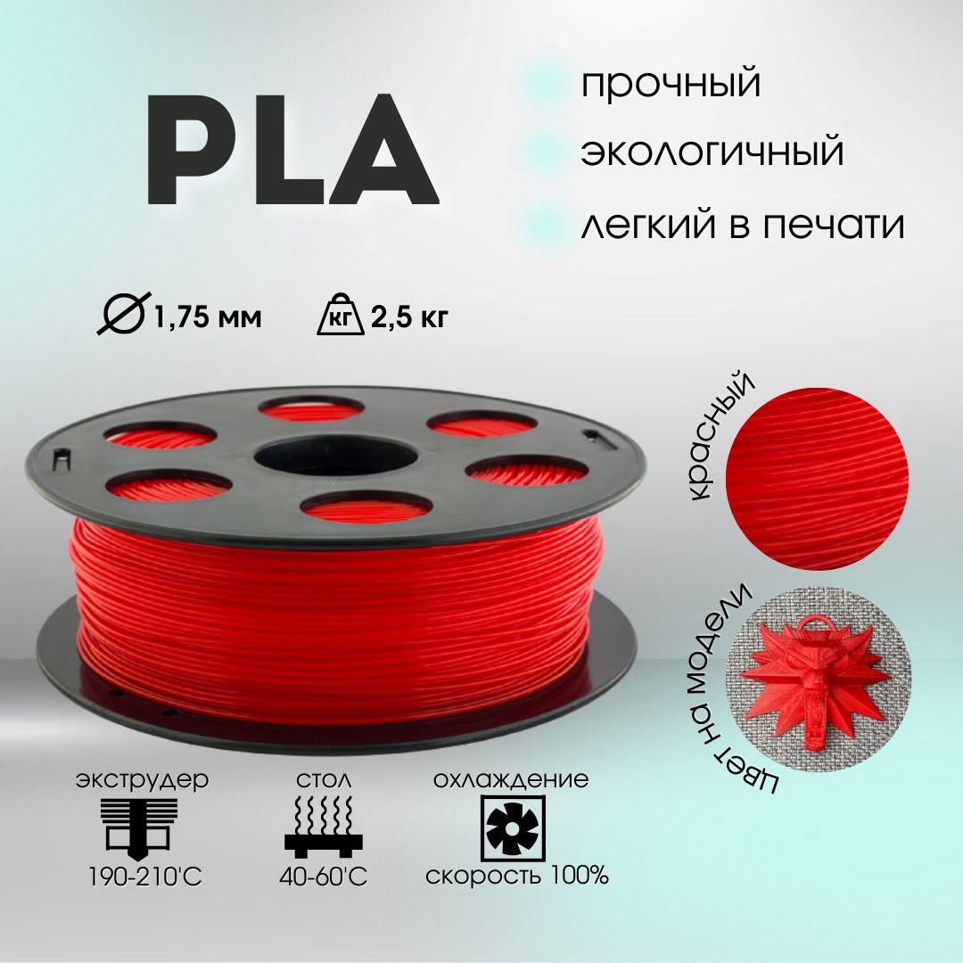 Красный PLA пластик Bestfilament для 3D-принтеров 2,5 кг (1,75 мм)