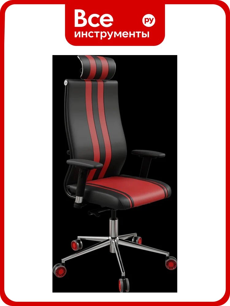 Кресло для персонала метта Sit 10 B2-187D - Extra /Kb40/Wh40/D03P/H13mL-G-2D(M24. B23. G18. W32) (Черный-Красный) z1EE.6.45.57C