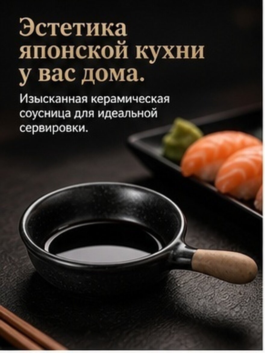Черная Керамическая Миска Для Соевого Соуса С Ручкой Мини Подставка Для Приправ 10.50X7.00X2.50Cm