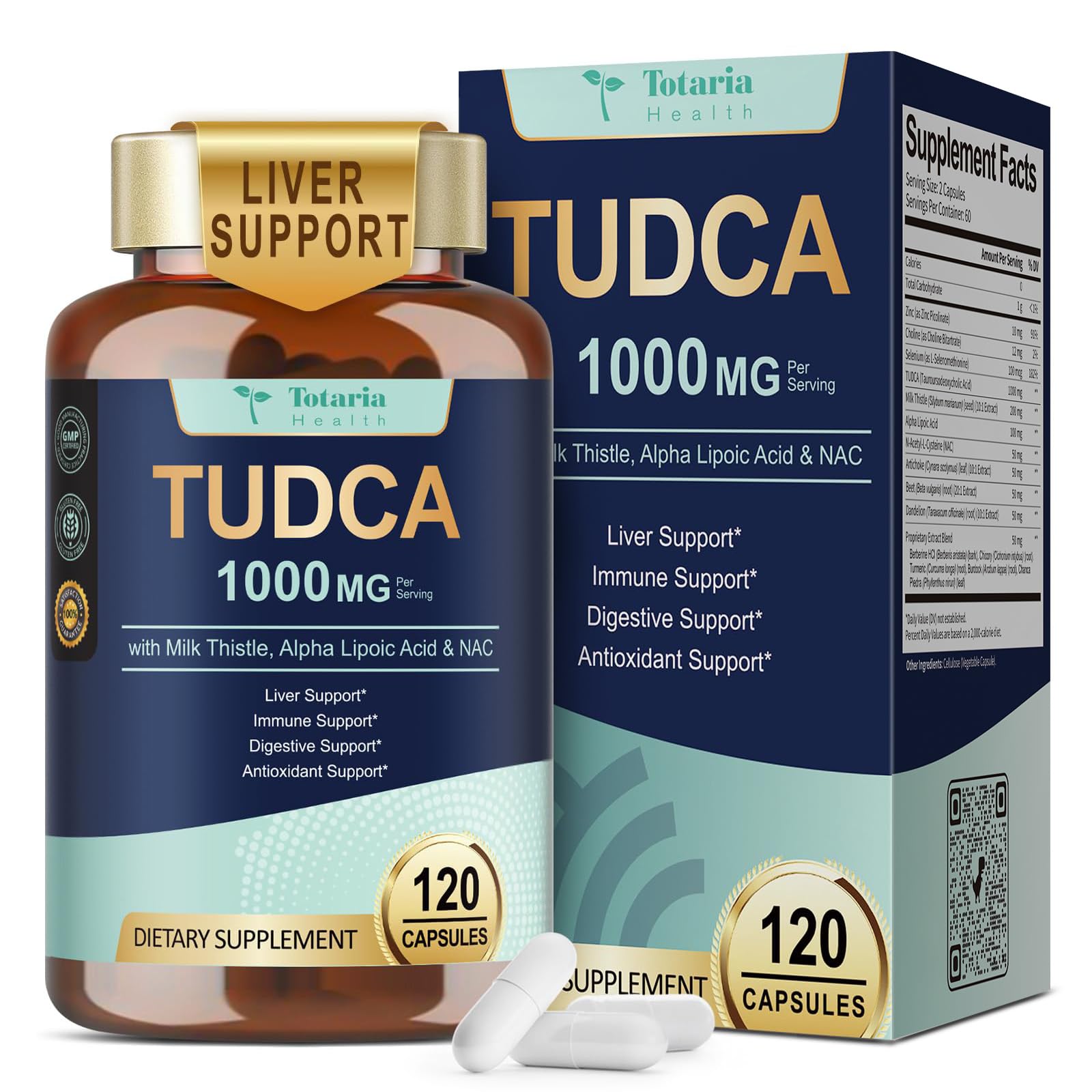 Totaria TUDCA 1000mg Добавка для поддержки печени с молочным